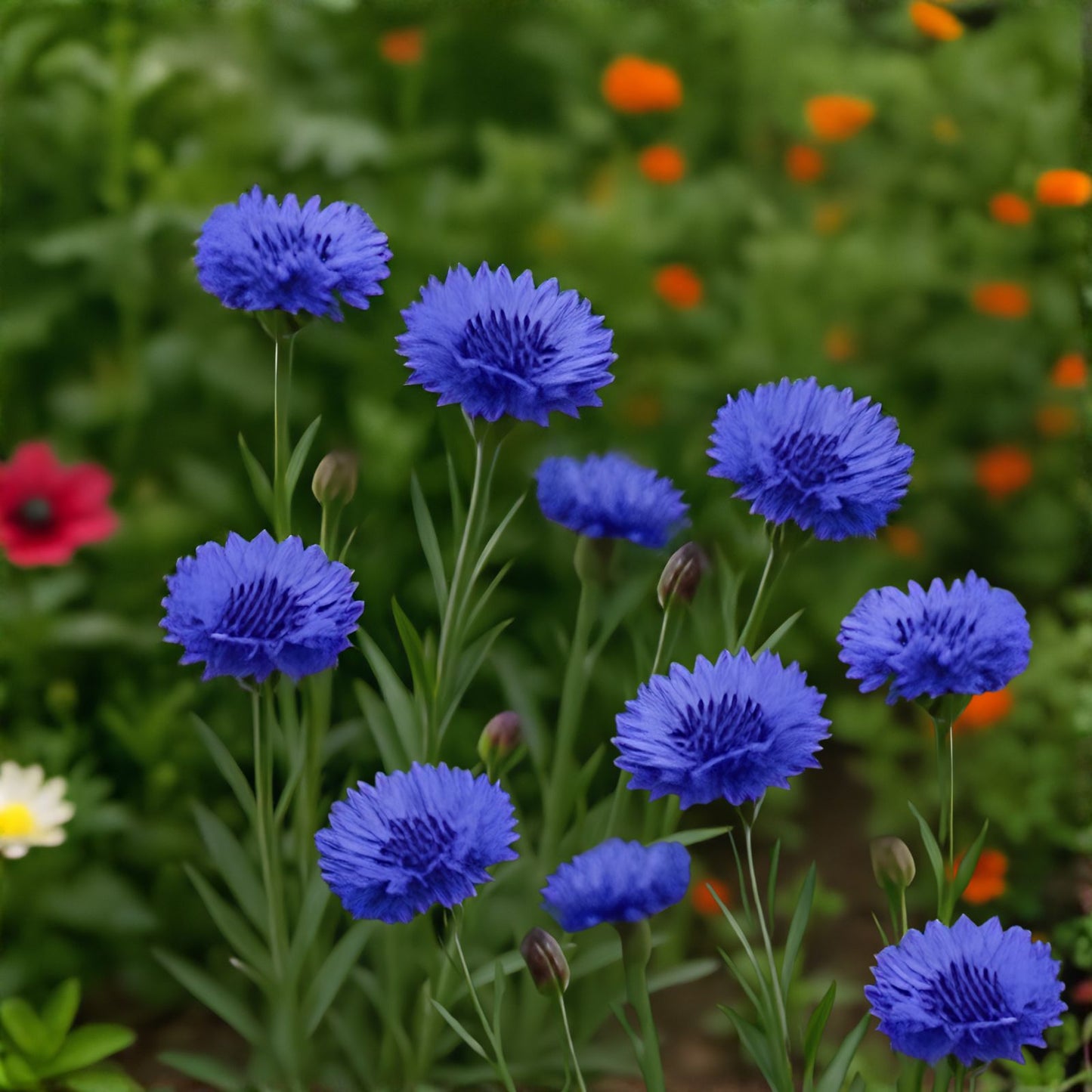 Dwarf Blue Bachelor Button Cornflower Seeds - Deer Resistant Cut Dried Flowers - Centaurea cyanus