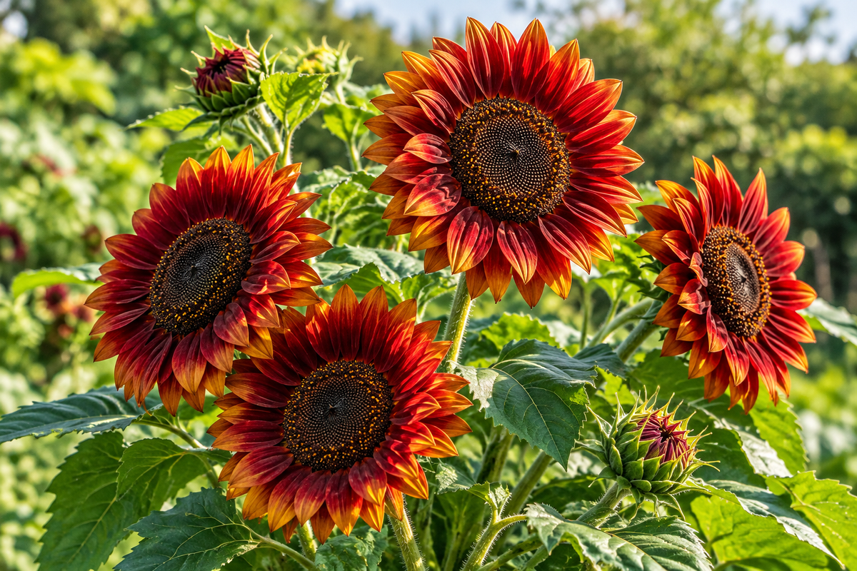 Sunflower Seeds for Planting - Red Velvet Queen Heirloom, Non-GMO Flower Seeds, Helianthus annuus, 50 Count