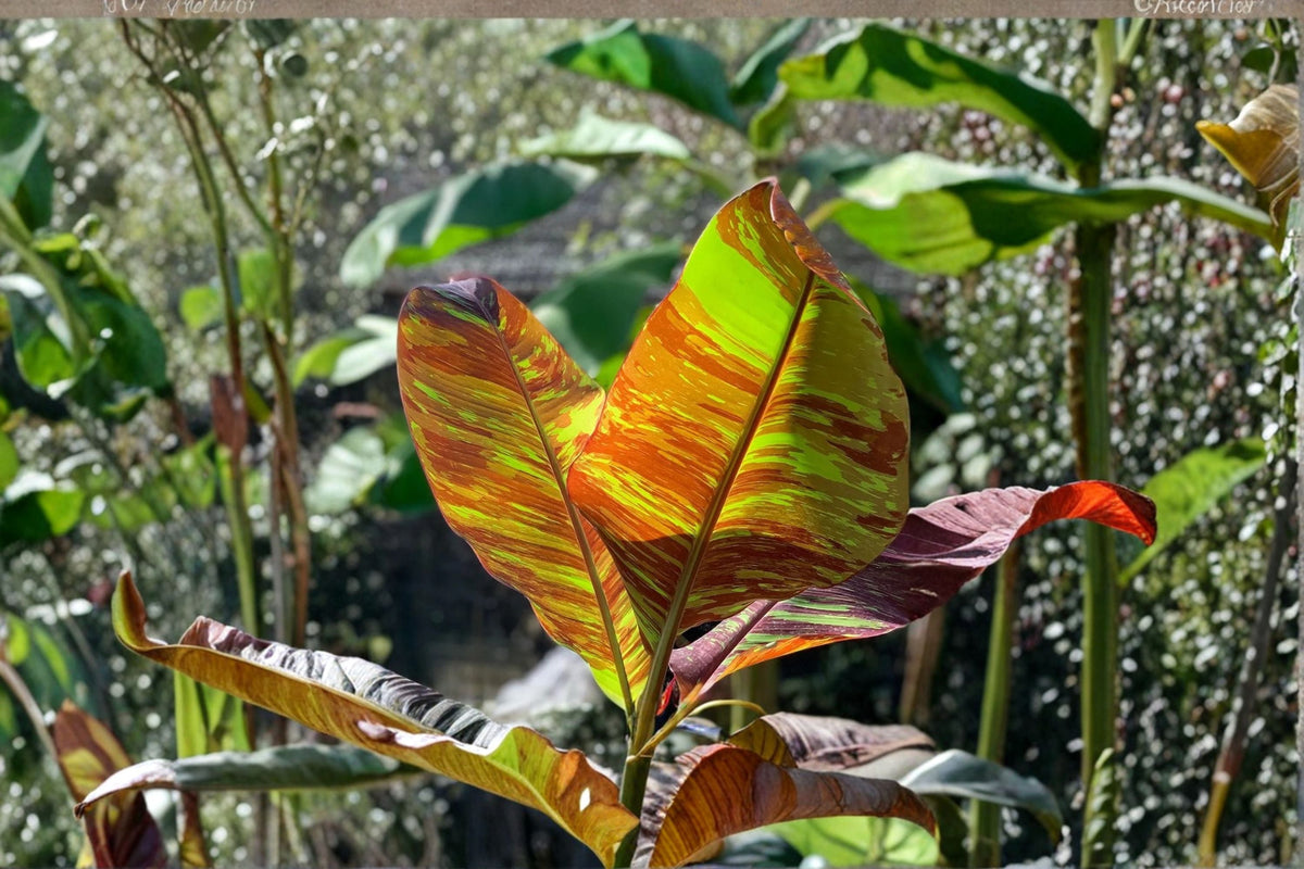 Musa Siam Ruby Banana Plant - 4-6" Rare Red Variegated Tropical Plant - Exotic Foliage for Patio & Container - Musa acuminata