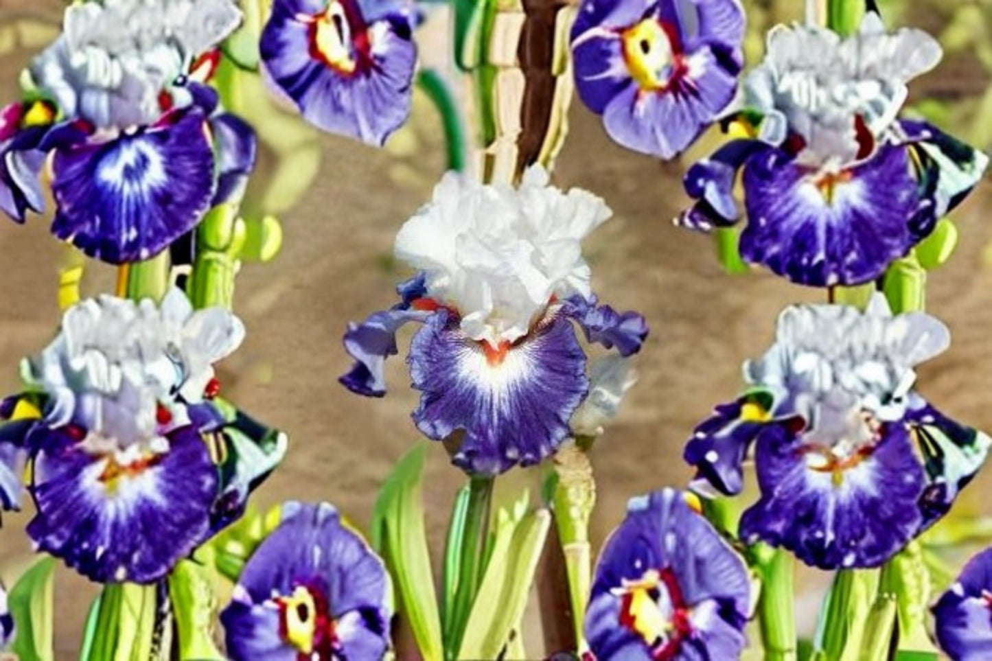 Gypsy Lord Iris Live Plant - Violet White Bearded Iris Perennial - Iris germanica 'Gypsy Lord' - Deer Resistant, Drought Tolerant