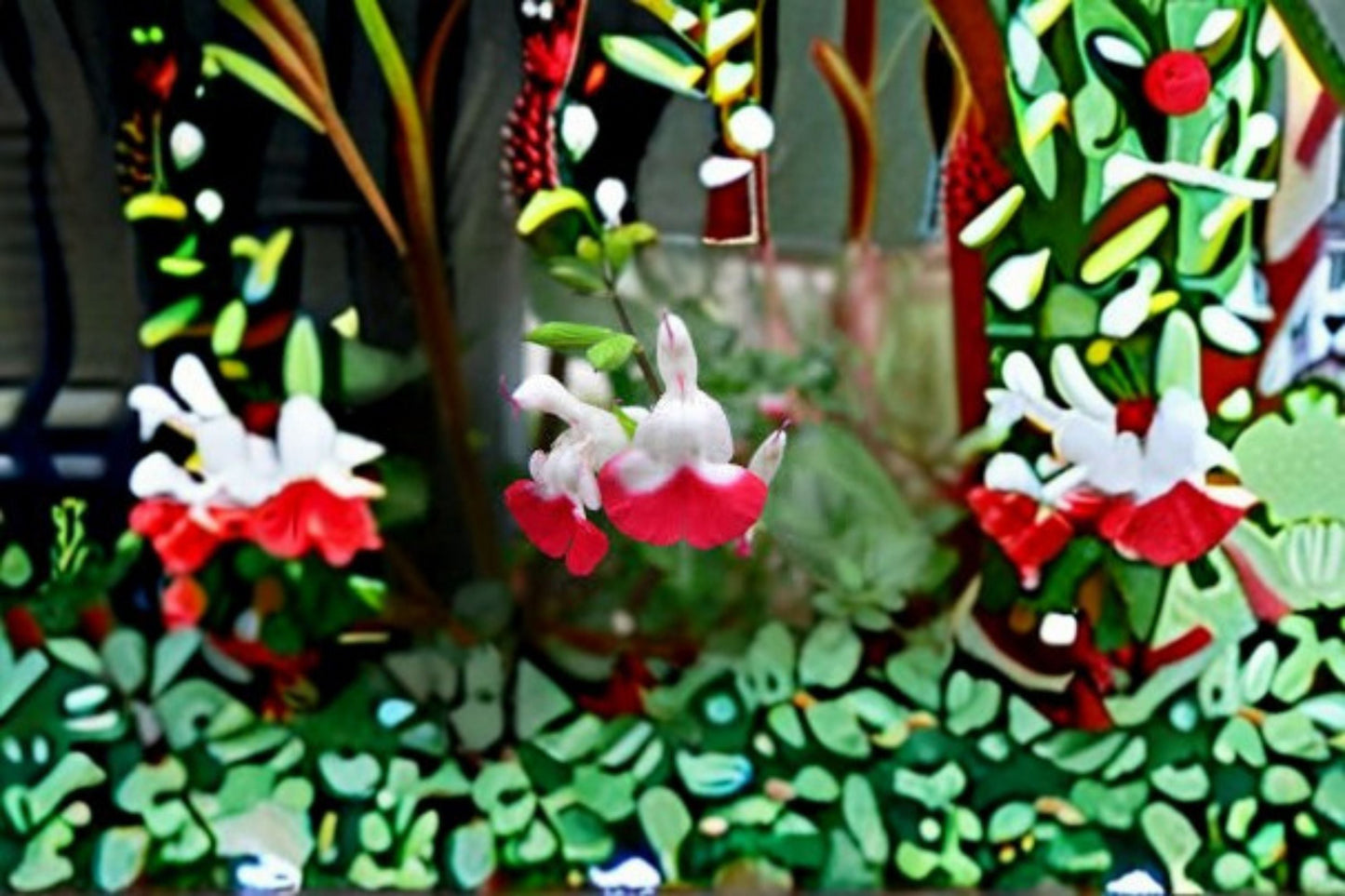 Hot Lips Sage Plants - 2, 4, or 6 Live Starter Plants - Red and White Flowers - Salvia microphylla ‘Hot Lips’ - Perennial Shrub