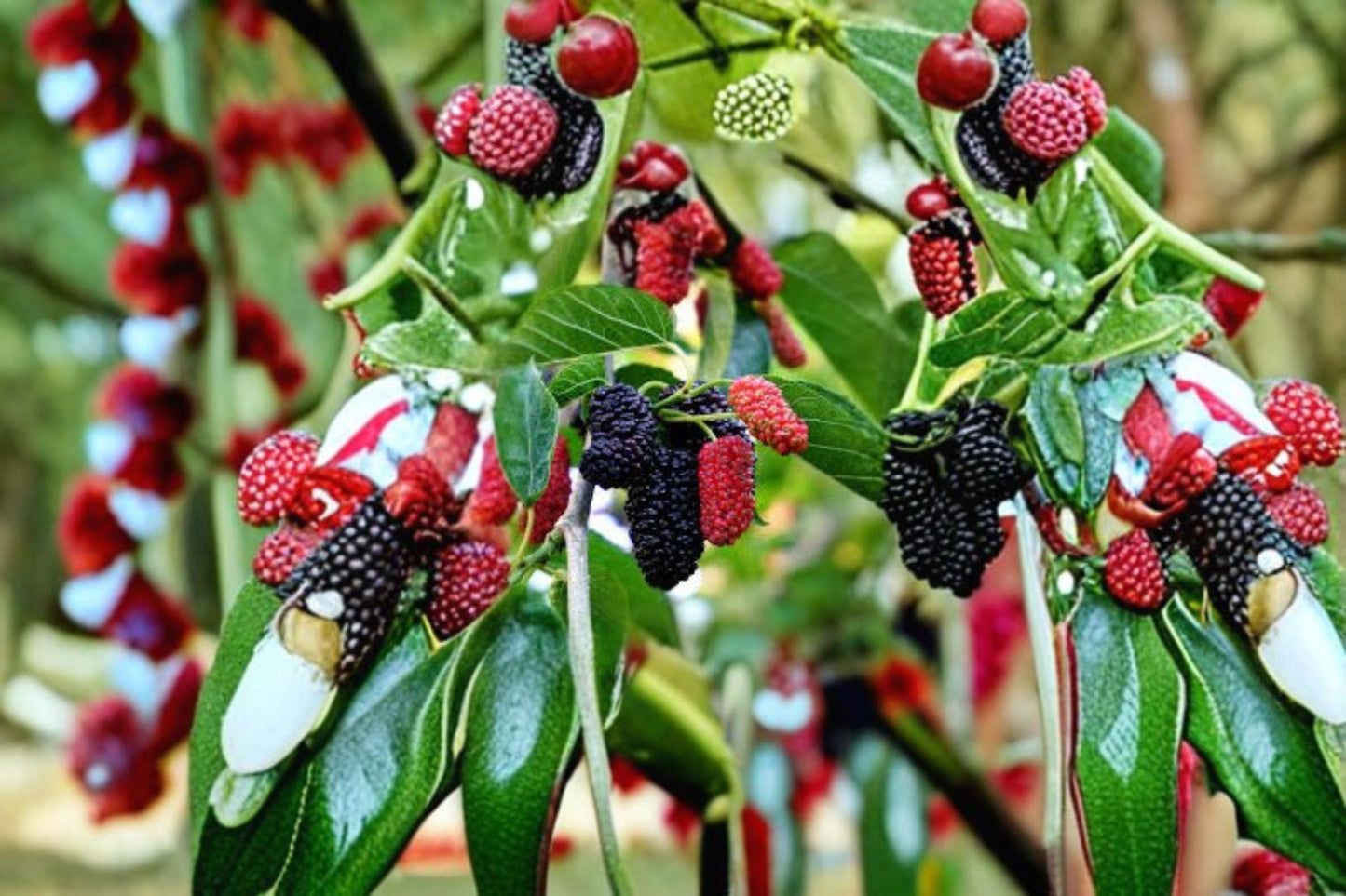 Dwarf Everbearing Mulberry Plant 1 Live Rooted Morus nigra - Compact Fruit Tree for Edible Dark Berries in Containers or Garden