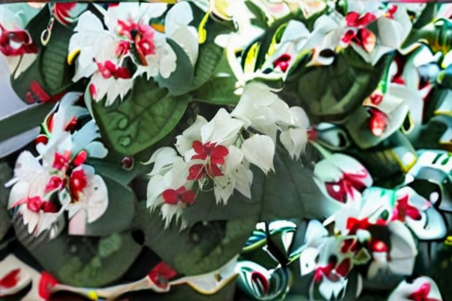 White Bleeding Heart Vine Live Plant in Pot - Clerodendrum thomsoniae White Form - Ornamental Flowering Vine with White & Red Blooms