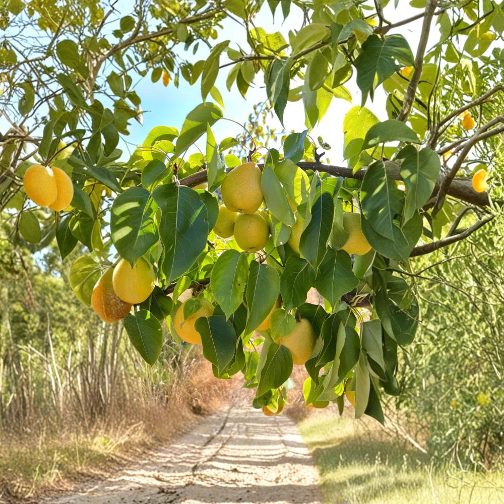 Honey Jar Asian Pear Tree - Live Bare Root - Pyrus pyrifolia - Early Ripening Sweet Pear Variety for Backyard Orchard