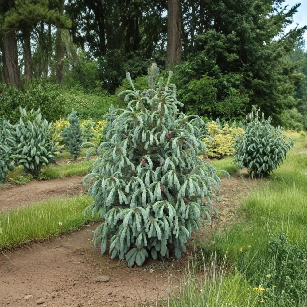 Blue Magoo Engelmann Spruce - 18 Inch Live Weeping Evergreen Conifer - Picea engelmannii 'Blue Magoo' in 1 Gallon Pot