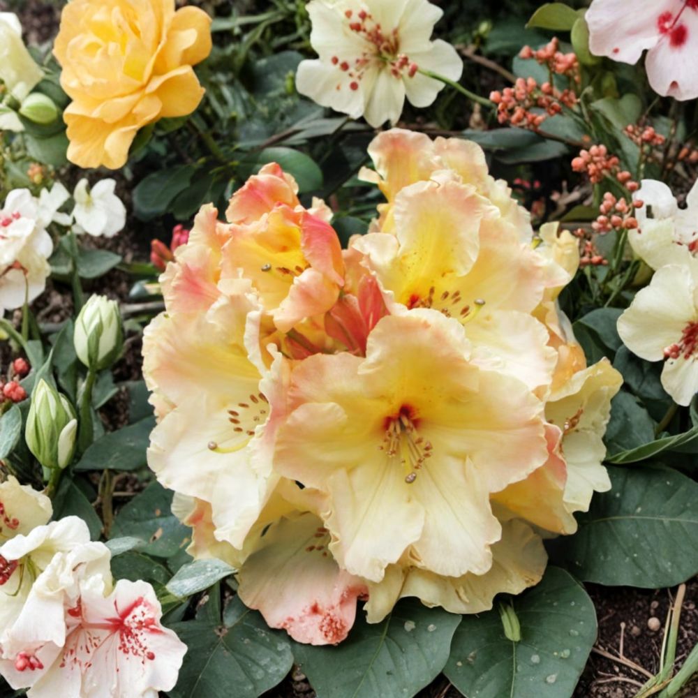 Rhododendron ‘Horizon Monarch’ Live Evergreen Shrub | Award-Winning Yellow Pink Cream Blooms | Container Grown Plant