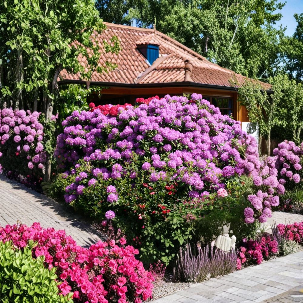 Catawbiense Grandiflorum Rhododendron - Live Evergreen Shrub | 12-15 Inches Wide | Bright Purple Blooms | Rhododendron catawbiense