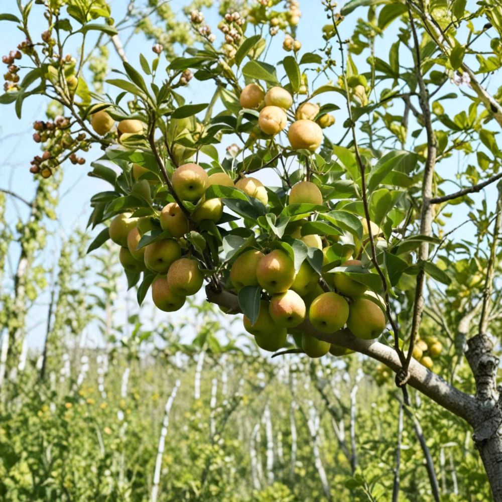 Fragrant Pear Tree - Live Asian Pear Tree in Nursery Pot - Pyrus pyrifolia - Sweet Juicy Korla Fragrant Pear Variety