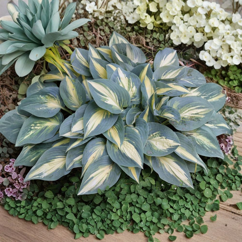 Hosta ‘High Society’ Bare Root Perennial | Small Blue & Gold Shade Plant | Hosta Plant Starter 3 Pack | Hosta ‘High Society’