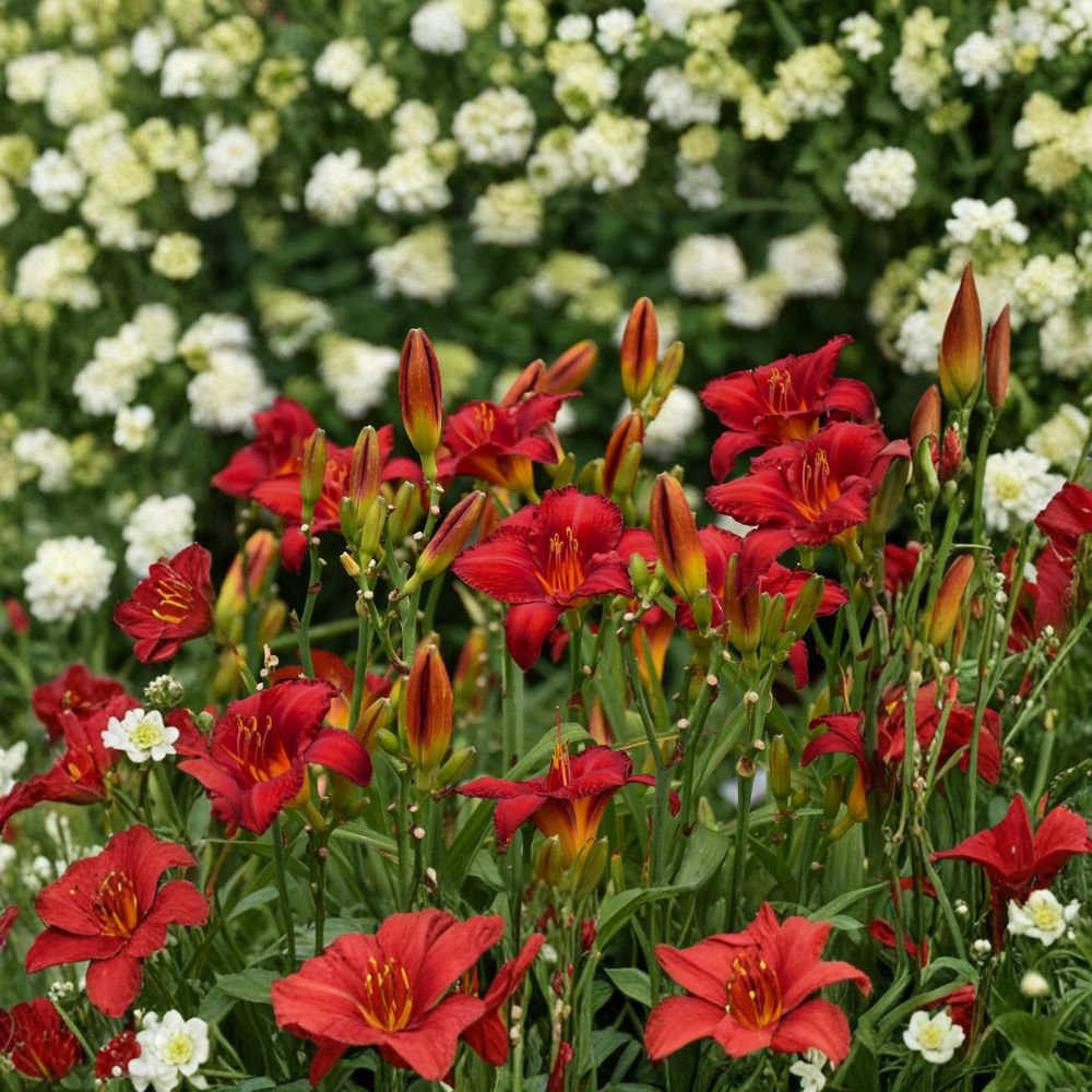 Hemerocallis Chicago Apache Daylily - 3 Bare Root Plants - Scarlet Red Blooms - Hardy Sunfast Perennial Flower