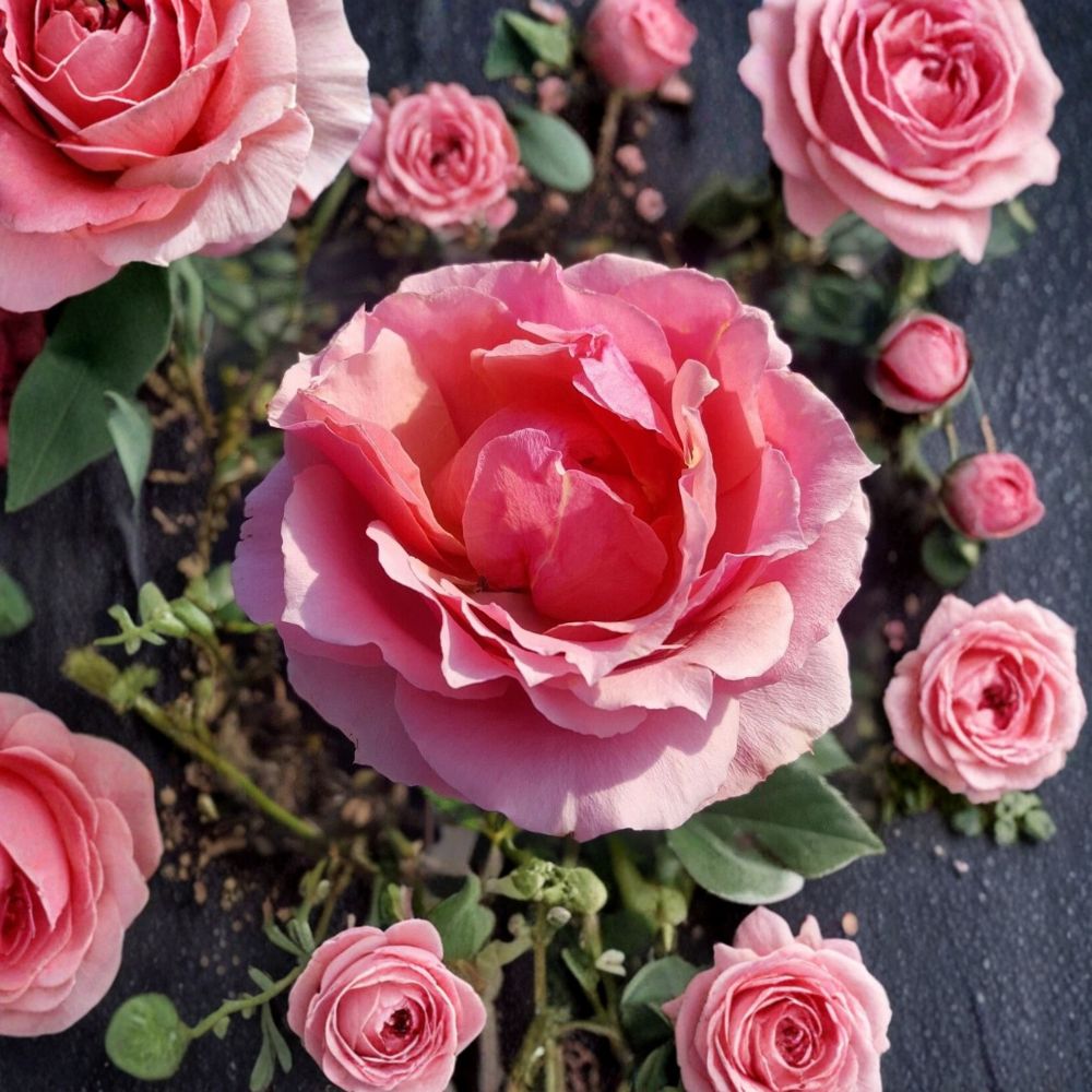 Princesse de Monaco Rose Plant - 1 Gallon Grandiflora - Pink & Cream Blooms - Rosa 'Princesse de Monaco' - Full Sun Shrub