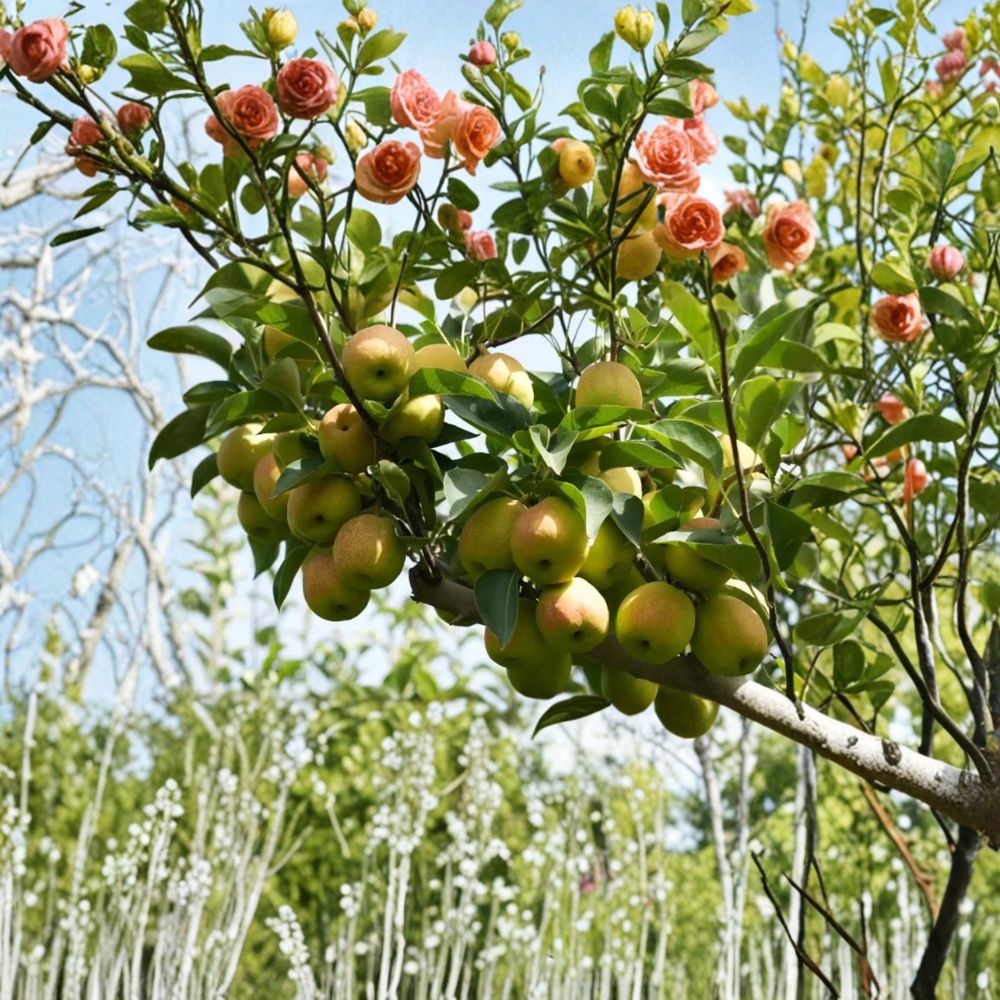 Fragrant Asian Pear Tree Starter | Korla Pear (Pyrus betulifolia) | Grafted Live Plant for Patio & Backyard Gardening