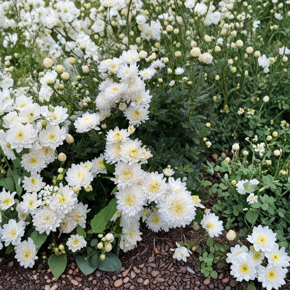 White Chrysanthemum Plants 2-Pack | Potted Perennial Flowers | Classic White Blooms | Chrysanthemum morifolium