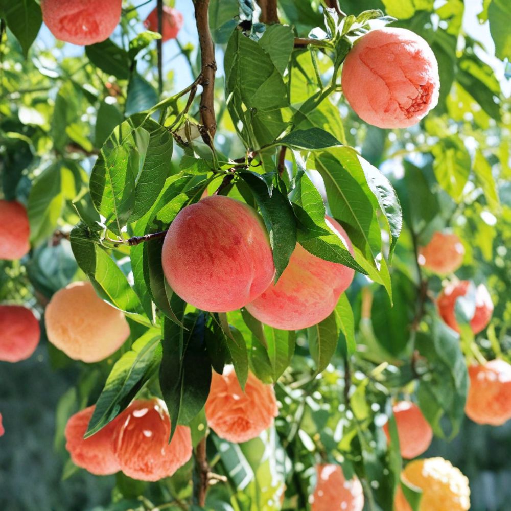 Hujing Honey Peach Tree Live Plant | Prunus persica | Yangshan Peach | Ultra Sweet Juicy Fruit | Premium Chinese Variety