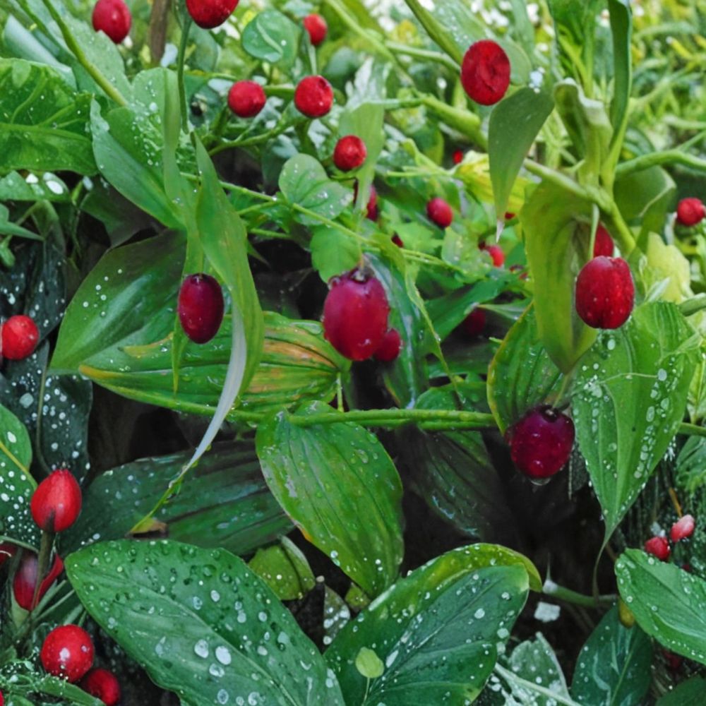 Watermelon Berry Live Root Clump | Rare Edible Woodland Plant | Streptopus amplexifolius | Alaska Wild Harvested