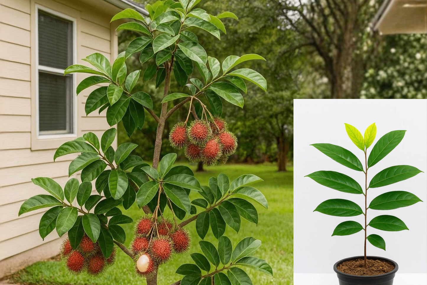 Rambutan Tree Seedling – 1 Live Starter Plant – 12 Inch Potted – Nephelium lappaceum