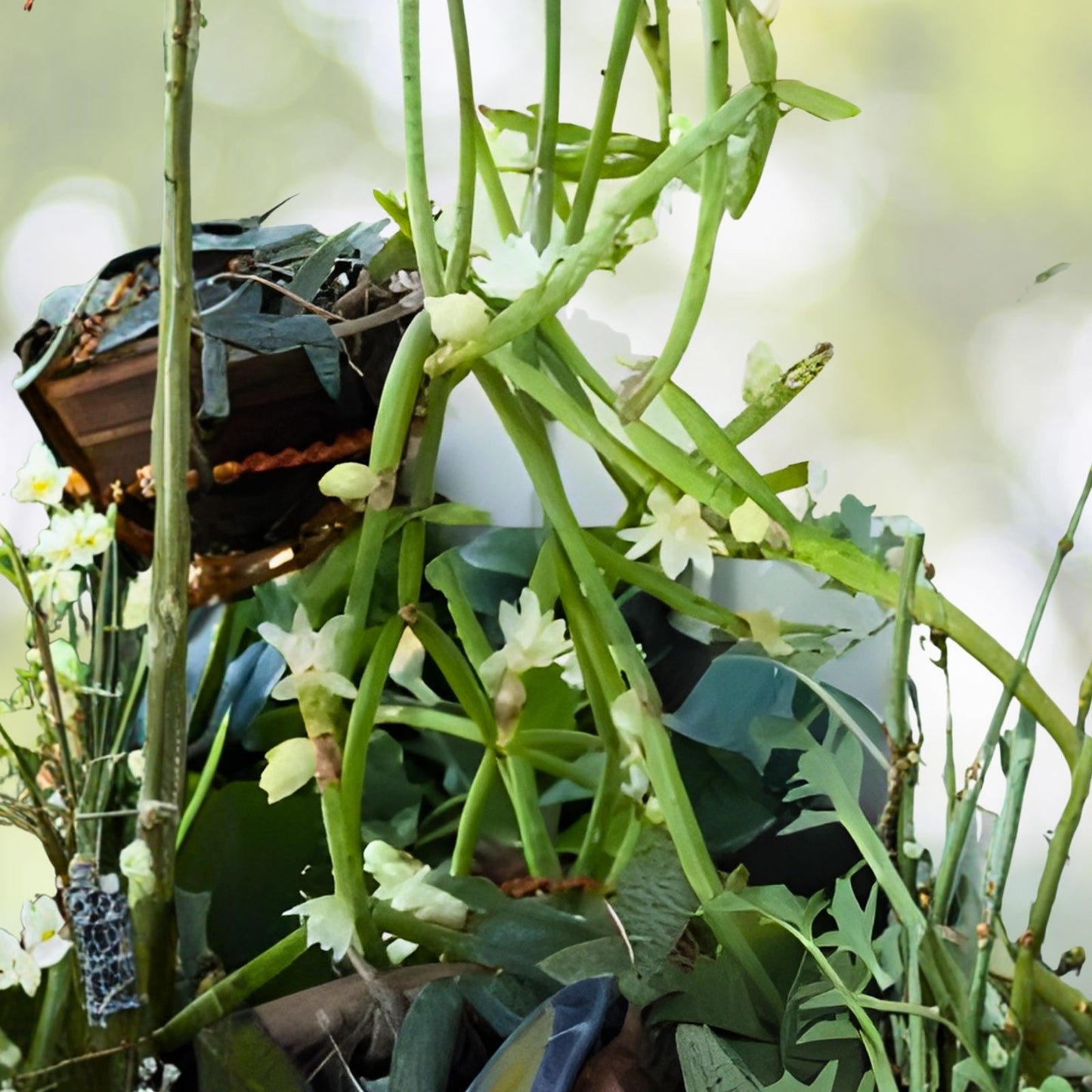 Rhipsalis Cutting 4 Inches with Yellow White Flowers, Branching Rhipsalis sulcata, Live Plant, Indoor or Outdoor Succulent
