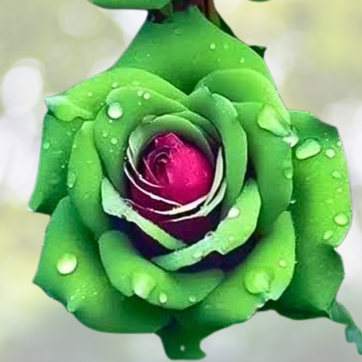 20pcs Ruby Green Twin Roses - Non-GMO - Unique Color Contrast for Garden - Rosa Hybrid