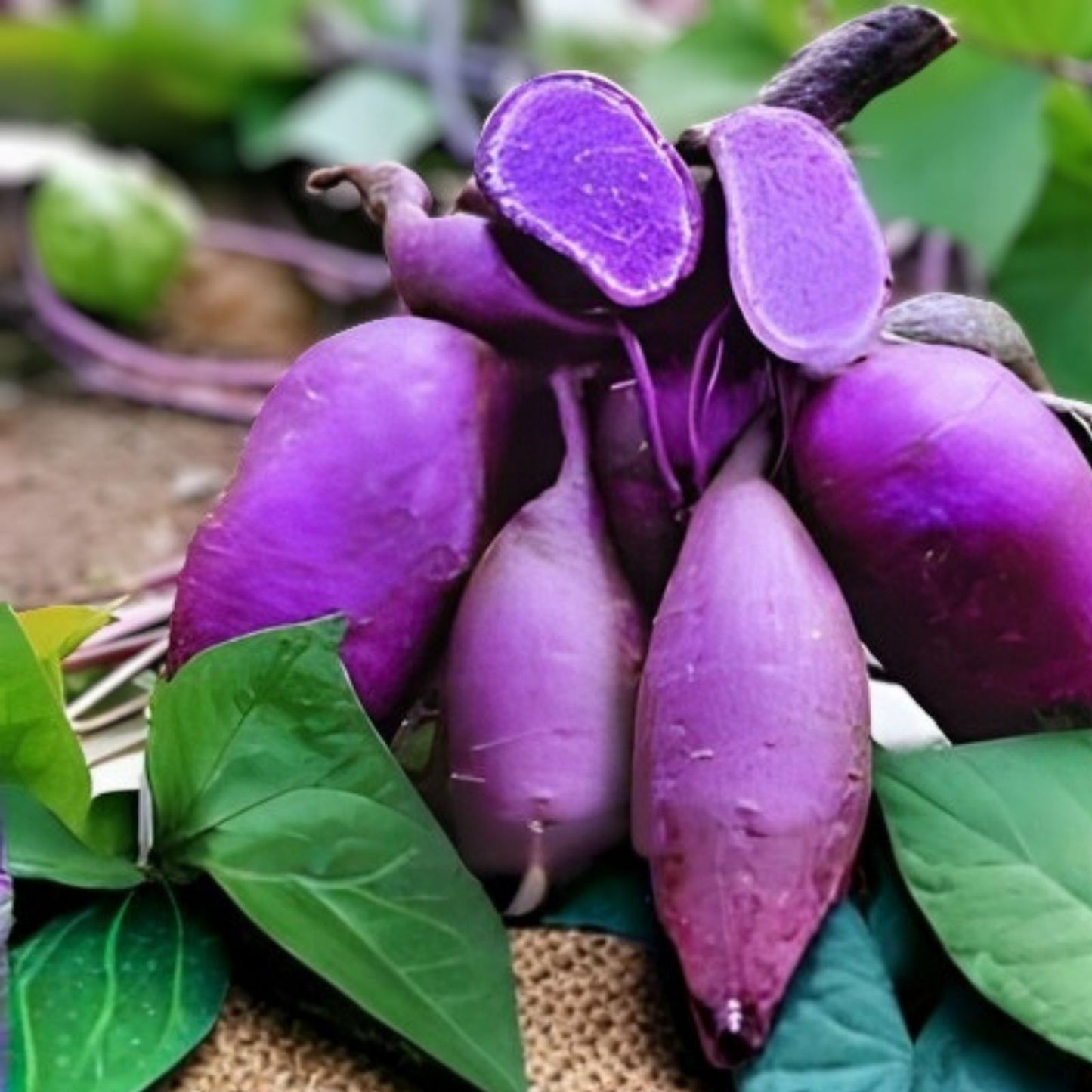 Purple Molokai Sweet Potato Slips - 5 Tip Cuttings - Edible Garden Plant - Ipomoea batatas