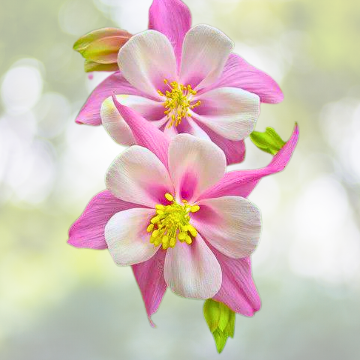 Double Pink & White Columbine Seeds - 1000 Heirloom Seeds for Cottage Garden - Aquilegia caerulea