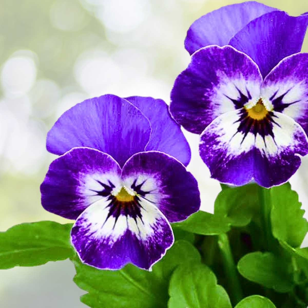 Pansy Seeds 200 Count Swiss Giants SILVERBRIDE Purple Blue Cool Weather - Viola wittrockiana