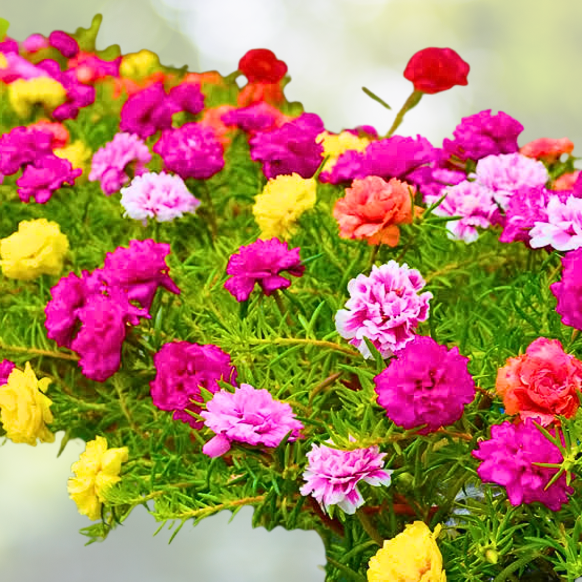 Moss Rose Seeds - 500 Double Mix Peony Blooms - Portulaca - Low-Growing Pollinator-Friendly Flower Seeds