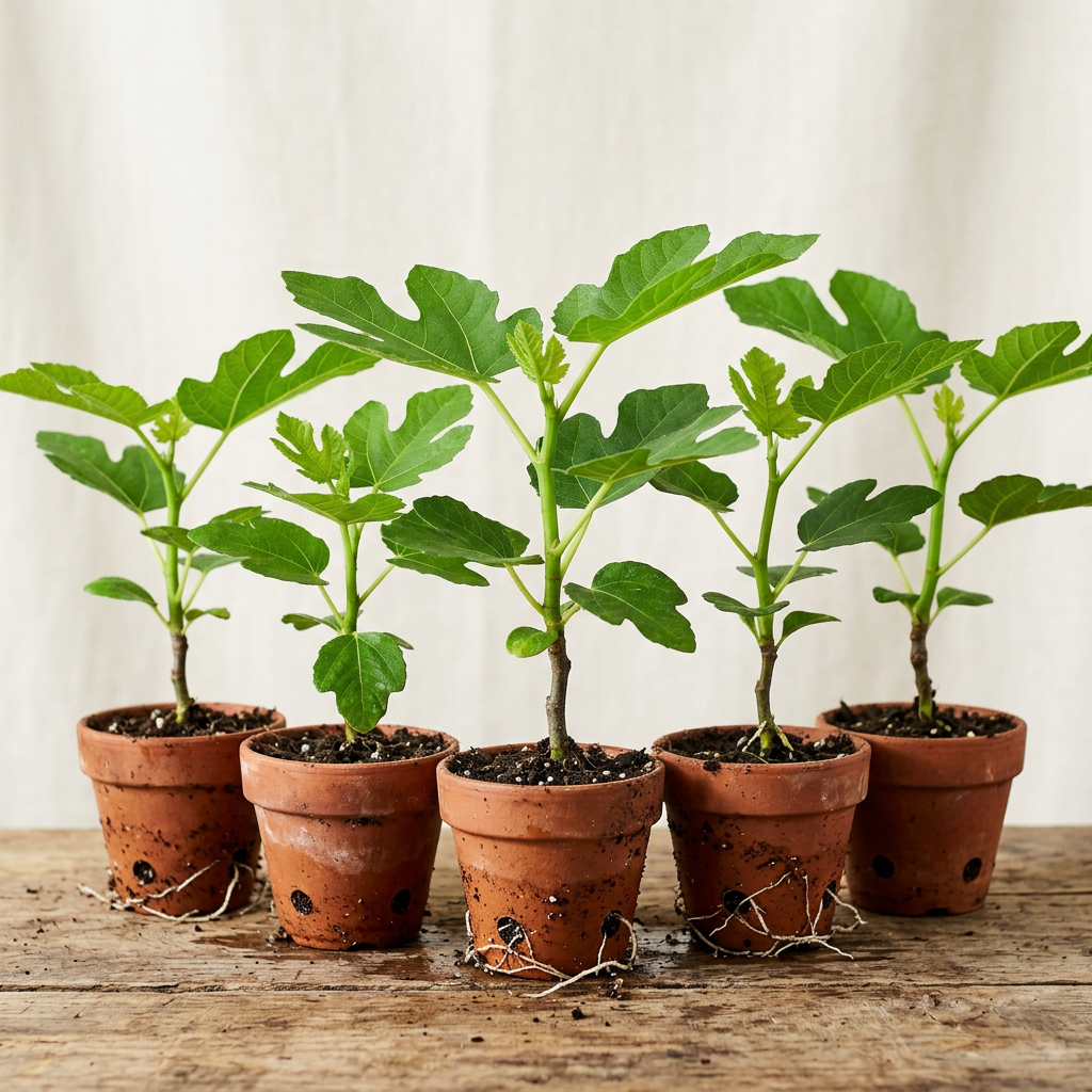 Dwarf Fig Tree Starter Plant 5Pack Fignomenal Self-Fertile Ficus carica Container Houseplant Perennial Live Plant