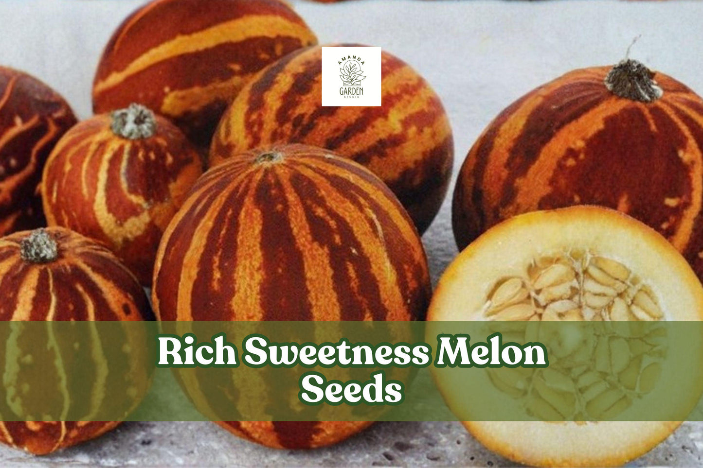 Rich Sweetness Melon Seeds | 20 Heirloom Cucumis melo | Sweet Orange-Yellow Fruit Seeds for Gardening | Easy to Grow