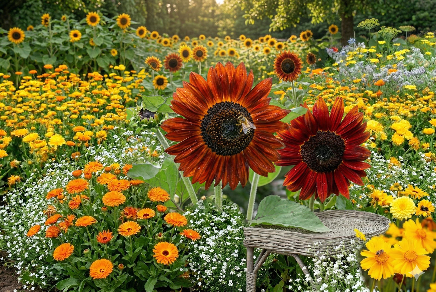 Velvet Queen Sunflower Seeds (15) - Red Petals, Dark Centers - Helianthus annuus for Bold Gardens and Arrangements