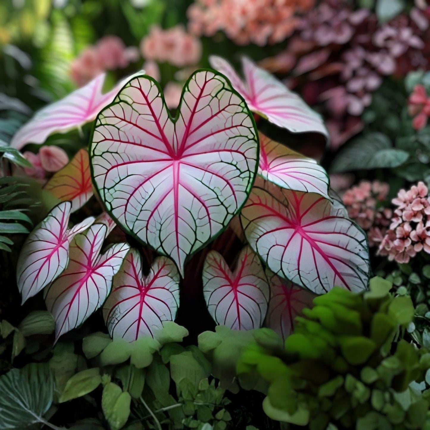 Caladium Bulbs 6 Pack Fiesta Variety | Colorful Foliage Plant for Shade Garden | Caladium (Fiesta Caladium)