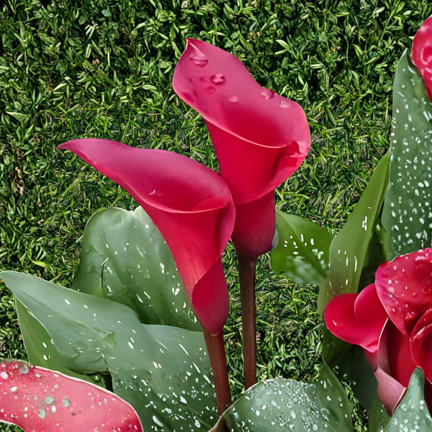 Red Calla Lily Rhizomes - 3 Bulbs of Zantedeschia - Elegant Trumpet Flowers for Summer Blooms - Majestic Red Color