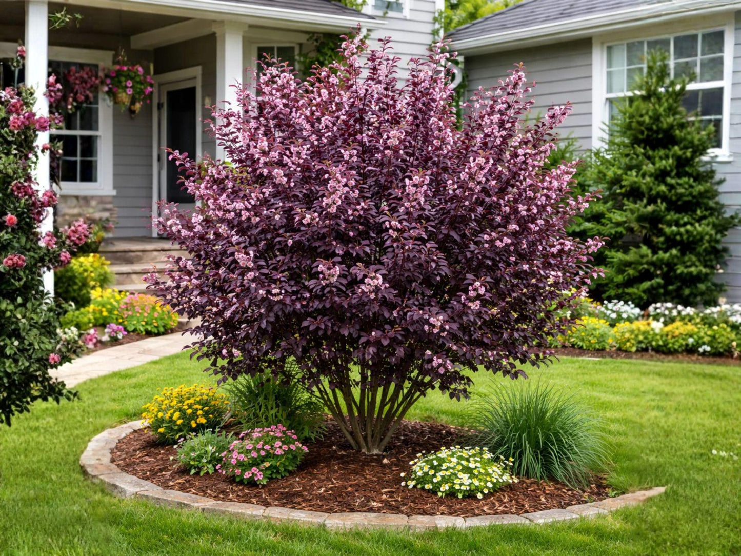 Purple Leaf Plum Tree - Live Bare Root Plant 1-2 Ft - Prunus cerasifera - Ornamental with Purple Foliage & Pink Flowers