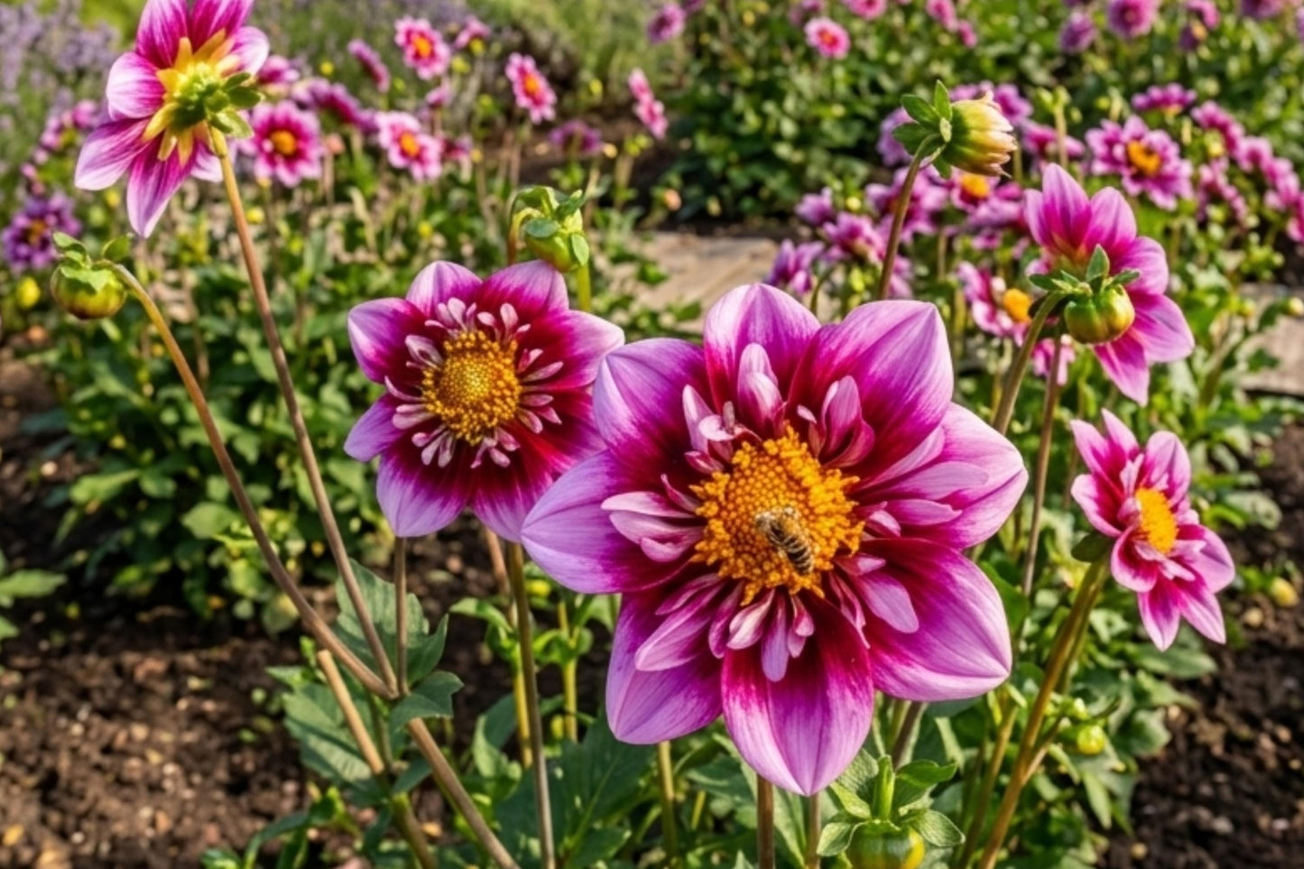 Collarette Dahlia Bulb Tuber Cluster - Liquid Desire Variety - Dahlia spp. - Vibrant Blooms for Garden & Landscape