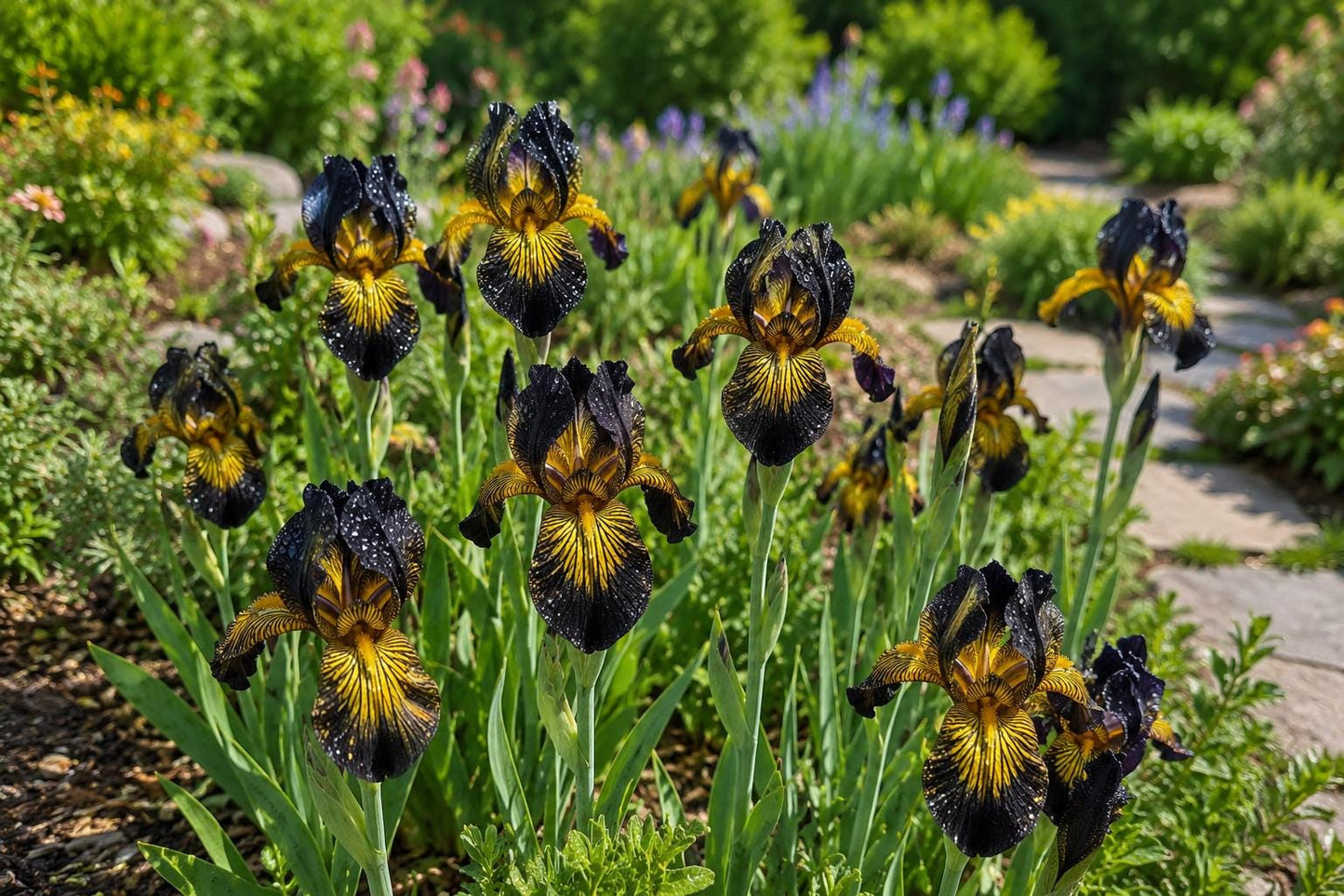 Bearded Iris Seeds - 50 Pack - Black Gold Iris with Yellow Beard - Iris germanica