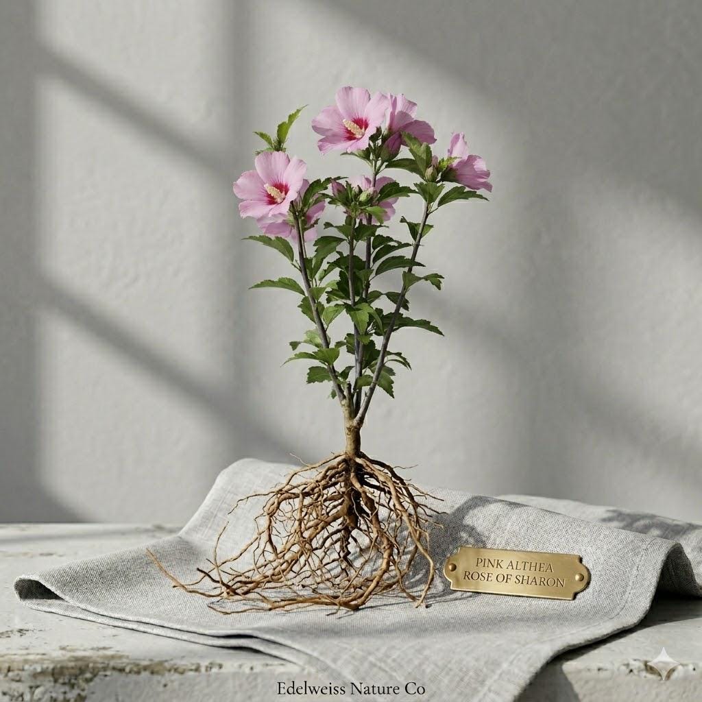 3 Bare Root Pink Althea Rose of Sharon Hibiscus Plants | Hibiscus syriacus | 12-24" Starter Shrubs for Cottage Gardens
