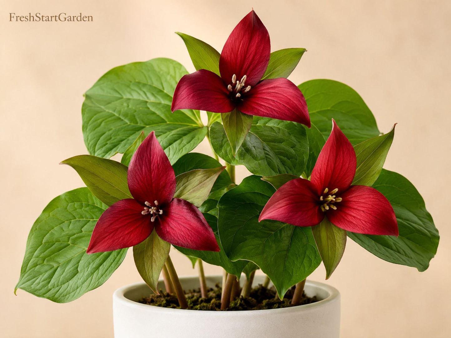 Red Trillium Bare Root Plant - Trillium erectum - Native Woodland Wildflower for Shade Gardens - 5 Perennial Plants