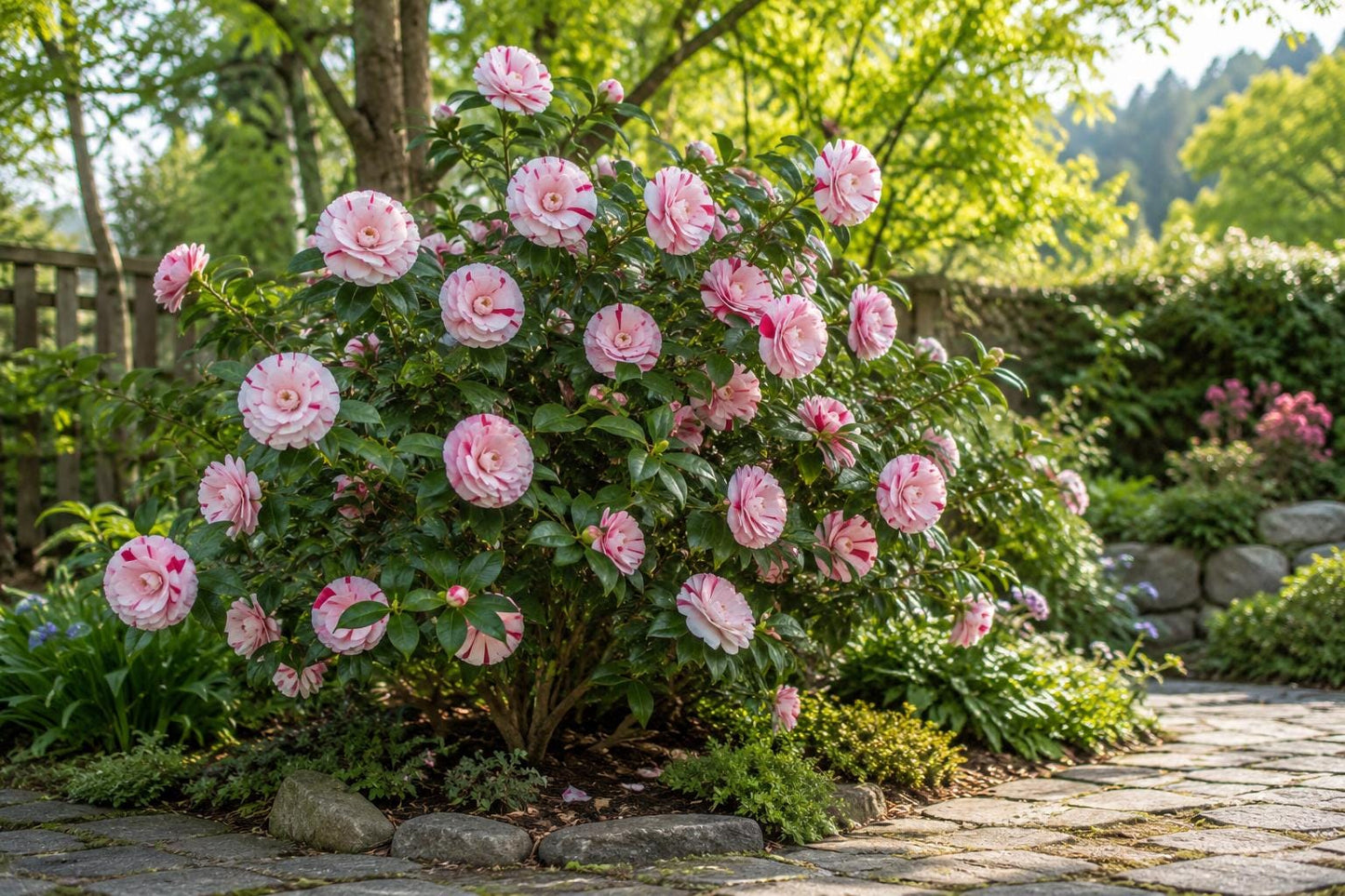 Live Camellia Japonica Starter Plant - LA Peppermint Bicolor Bloom - Healthy Shrub for Garden - USA Seller