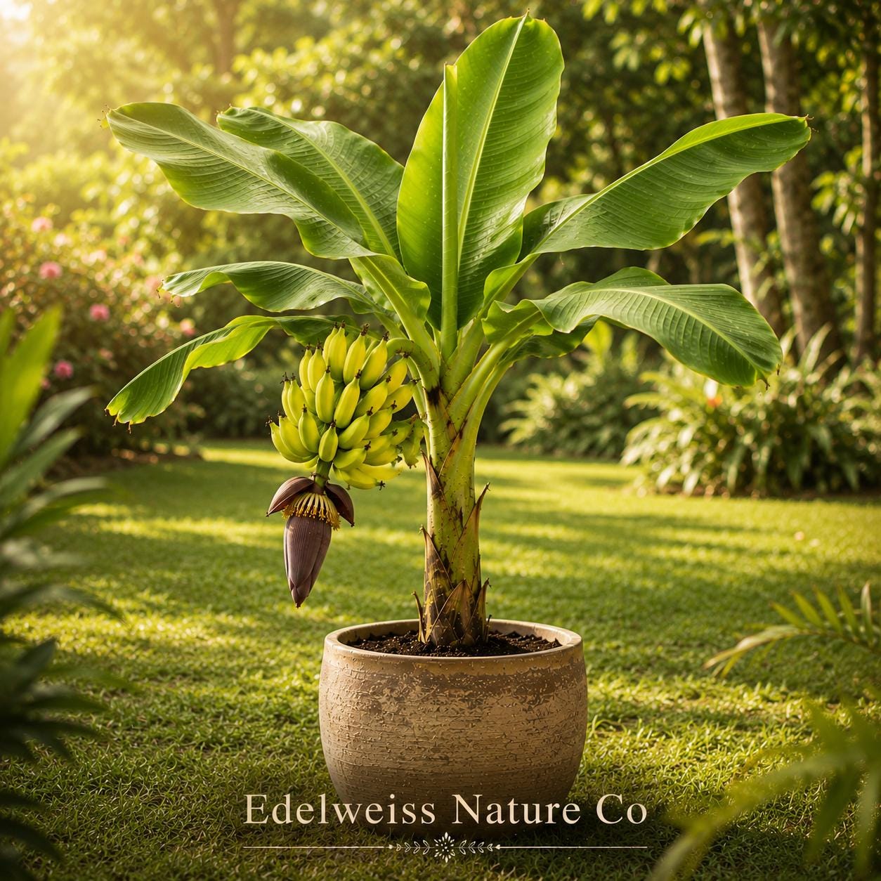 Lakatan Banana Tree Starter Plant | 4-6" Live Tropical Edible Fruit | Musa acuminata | Lush Green Foliage for Gardens