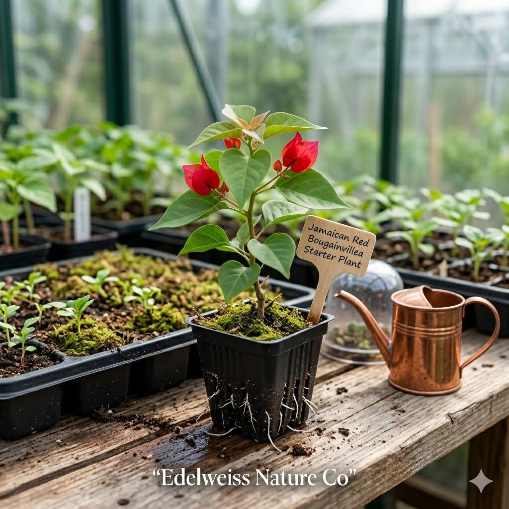 Jamaican Red Bougainvillea Starter Plant | Tropical Flowering Vine | Bougainvillea | Ornamental Garden Plant