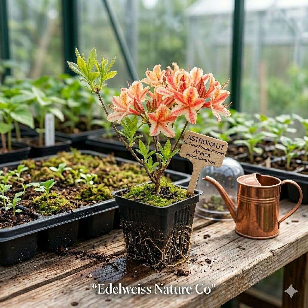 Astronaut Azalea Starter Plant | Bi-Color Striped Bloom | Rhododendron | Rare Deciduous Flowering Shrub for Gardens