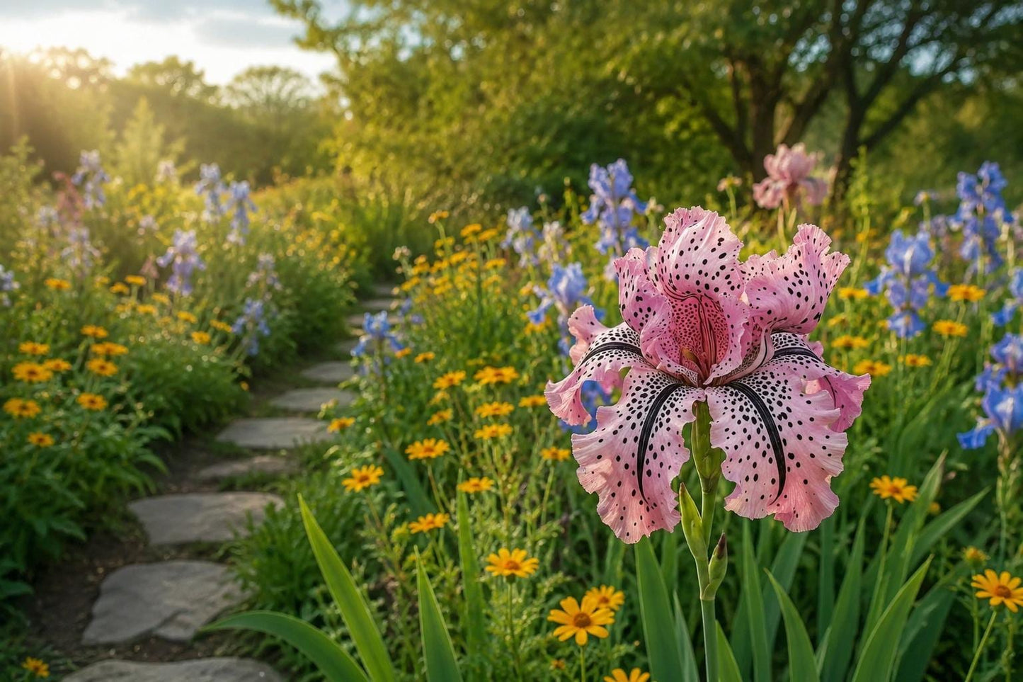 50 Bearded Iris Seeds - Pink Petals with Black Speckles - Iris germanica - High Quality Garden Seeds for Pollinator Attraction