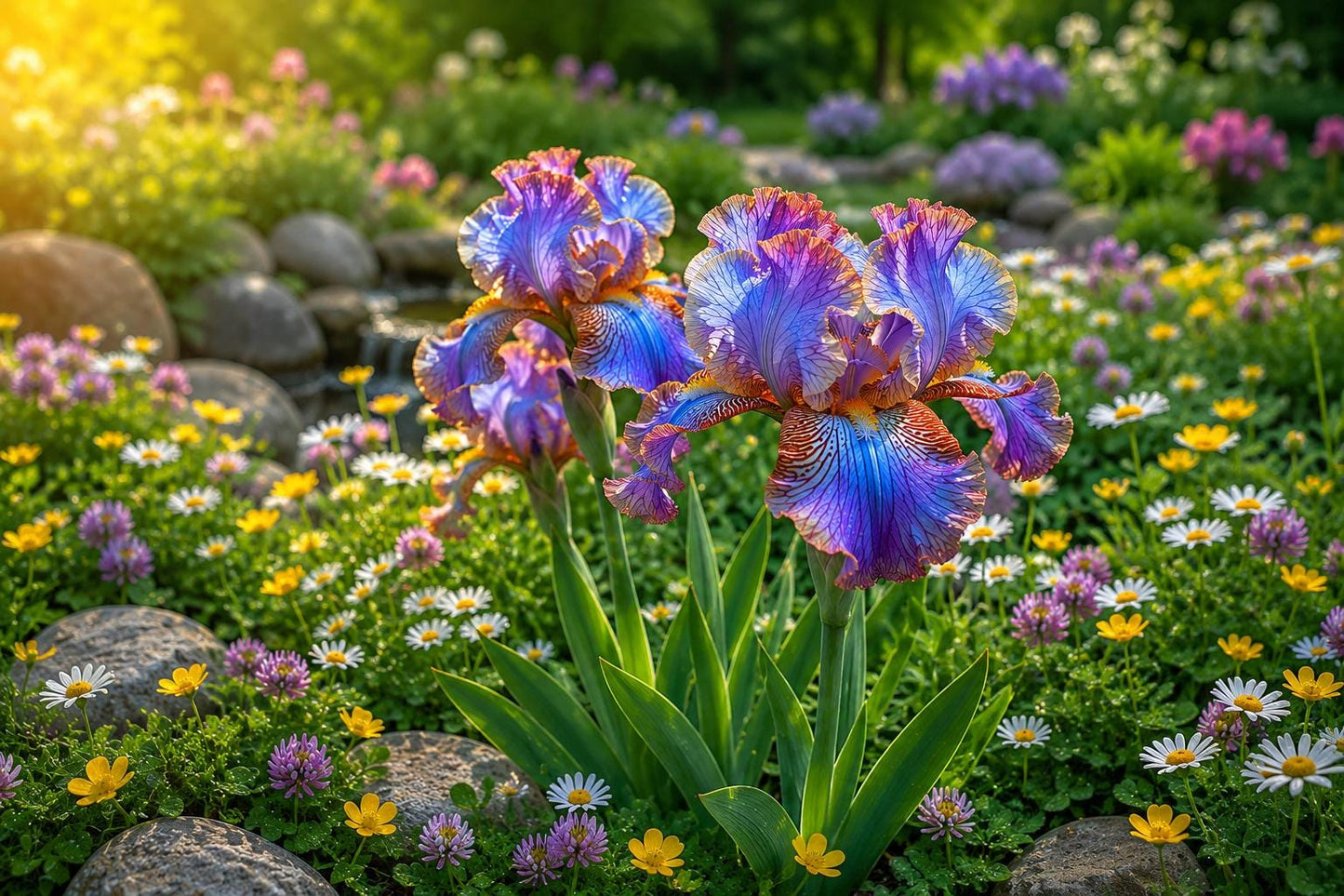 Multicolor Iris Flower Seeds - 50 Rare Veined Blooms - Iris germanica - Vibrant Garden Variety, Attracts Pollinators