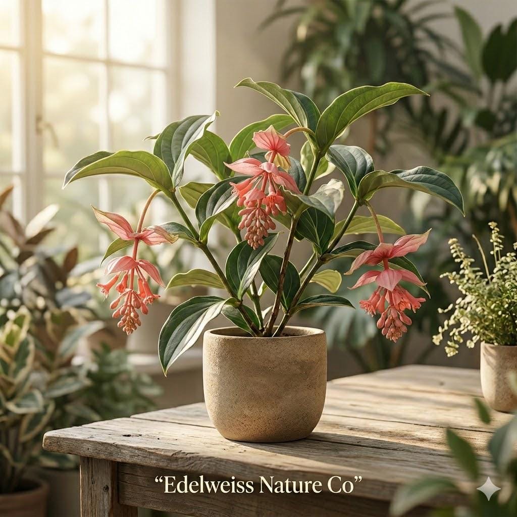 Royal Zenz Magnifica Medinilla Starter Plant | Rare Tropical Flowering Plant | Medinilla magnifica | Pink Blooms