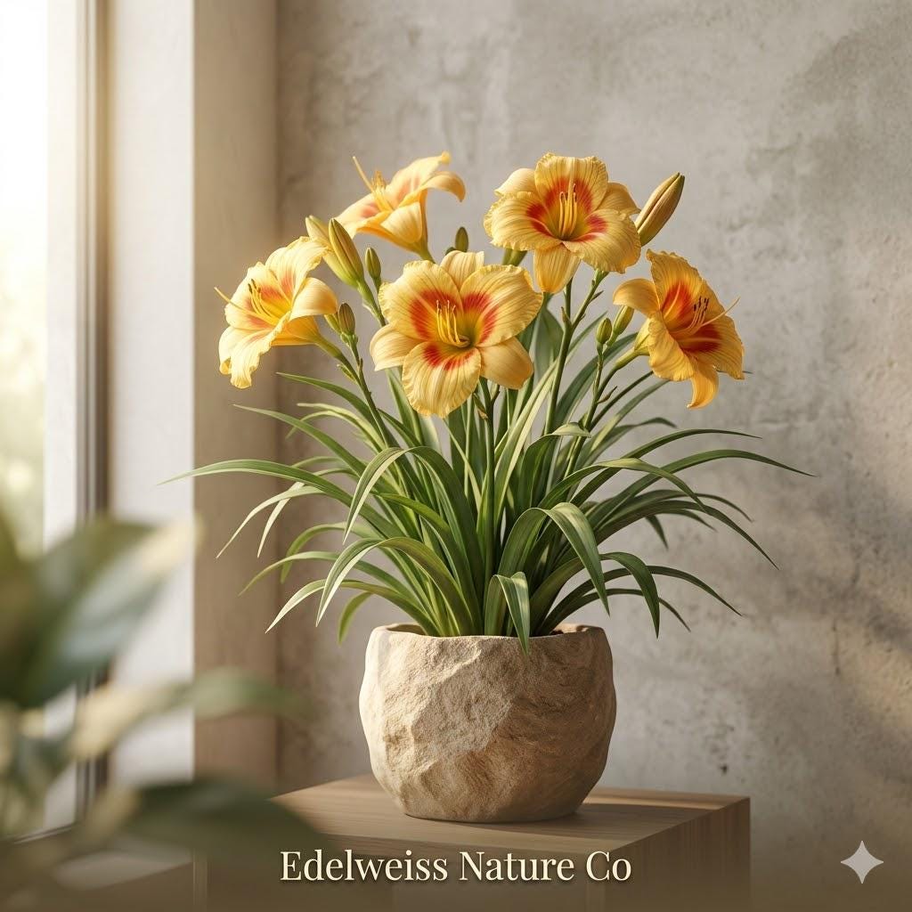 Bare Root Daylily Plants | 3 Red Eyed Stella Hemerocallis | Hardy Perennial Flower | Pollinator Friendly Garden Lily