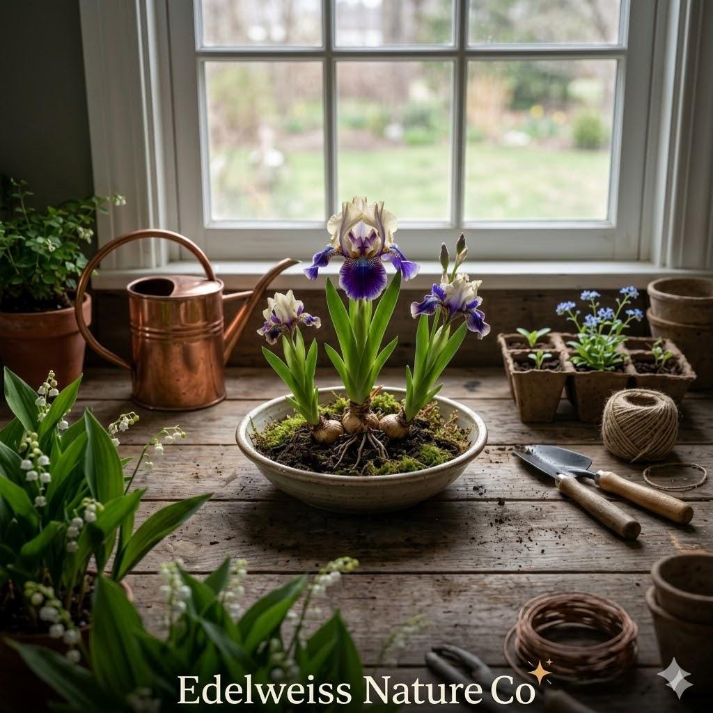 10 Dwarf Crested Iris Bare Root Plants | Blue-Violet Native Wildflower Ground Cover | Iris cristata Perennial