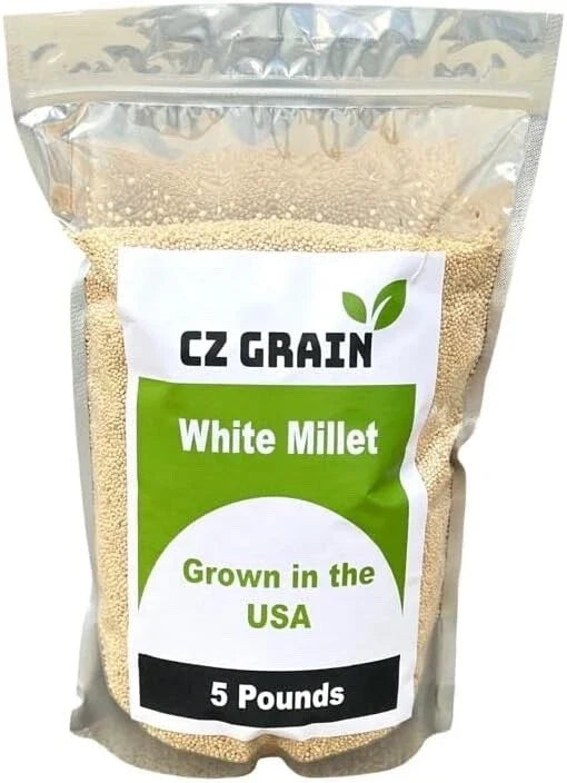 Premium White Millet Proso Seeds 5 Pounds - Bulk Bird Feed for Wild Birds, Panicum miliaceum