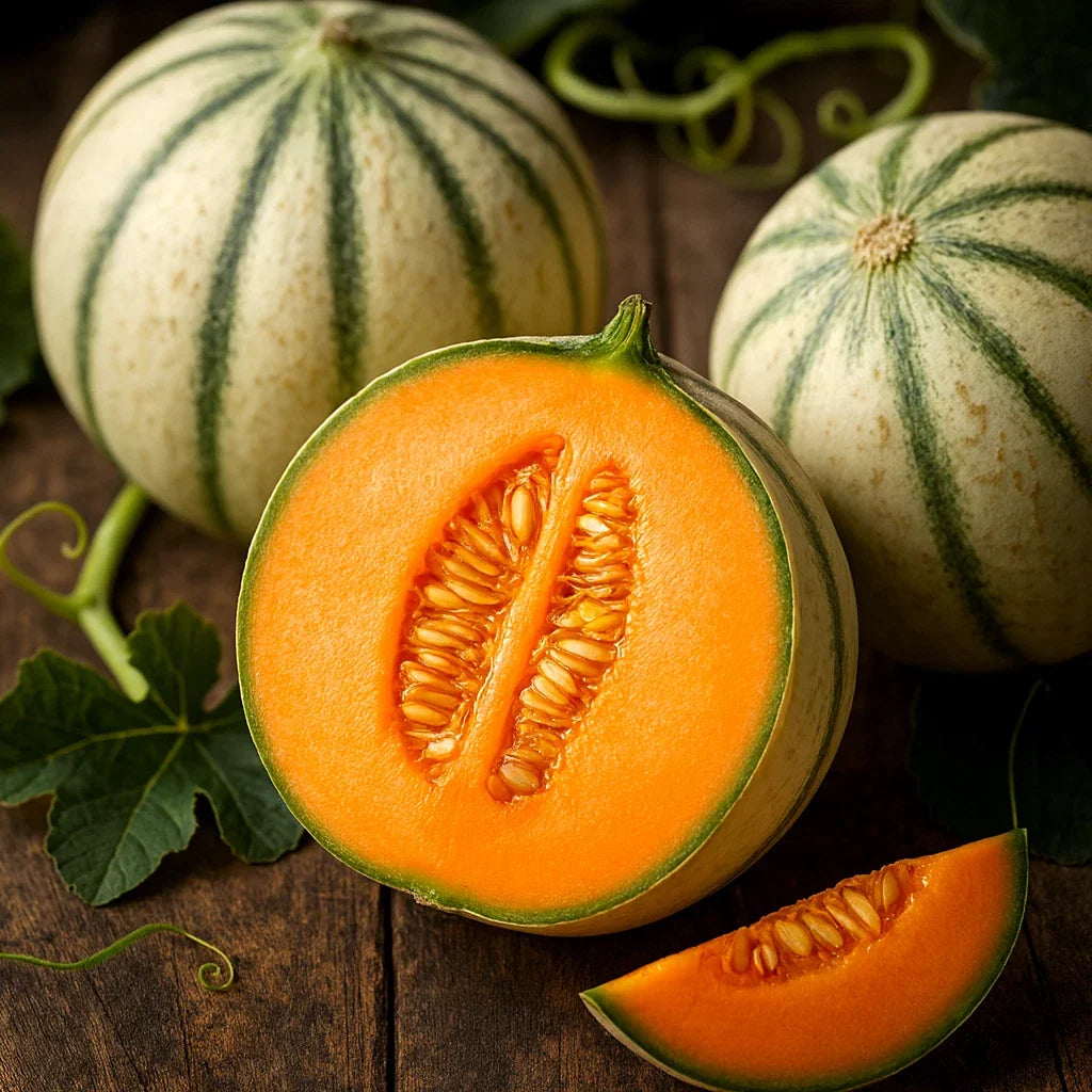 Charentais Melon Seeds - 50+ Heirloom Non-GMO Sweet Cantaloupe (Cucumis melo) - Rare Variety for Home Garden