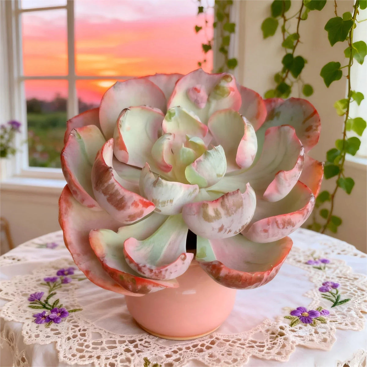 Echeveria "Heart Moon" Variegata Succulent | Bare Root Live Plant | Easy Care Drought-Tolerant Echeveria spp.