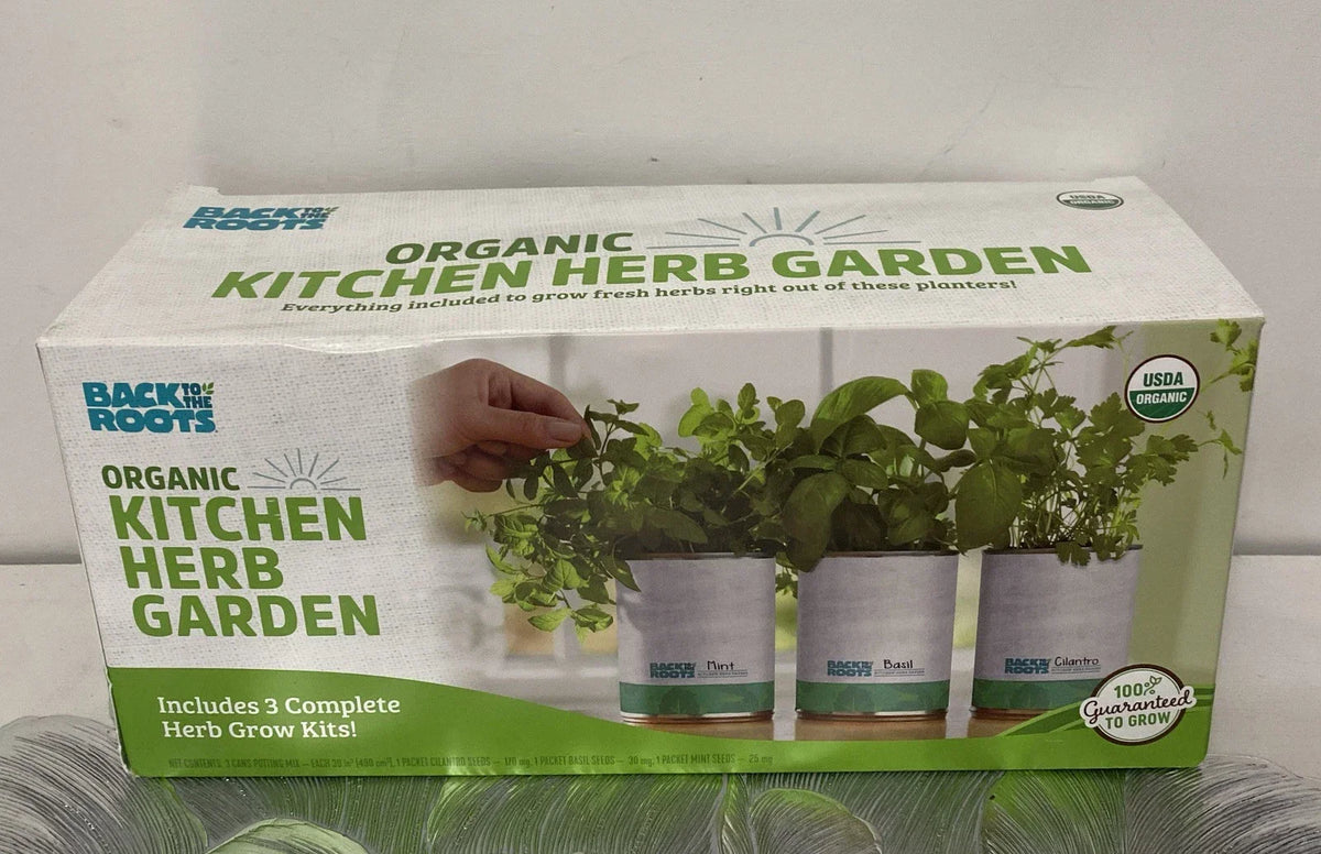 Organic Herb Garden Kit - Indoor Size - Mint, Basil, Cilantro - Mentha, Ocimum basilicum, Coriandrum sativum