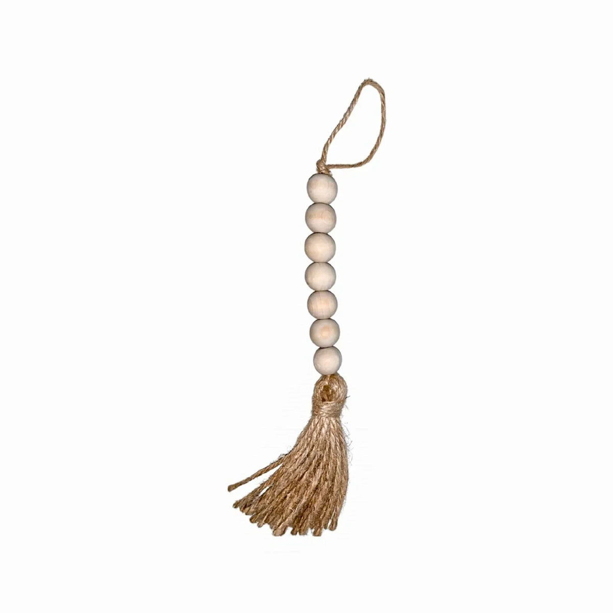 Mini Wooden Macramé Beads on Twine with Rustic Fringe Tassel, Natural Wood, Handmade Craft Supplies for DIY Projects